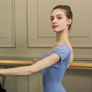 Sansha 法国三沙成人芭蕾舞练功服短袖背心连体服蕾丝芭蕾舞服