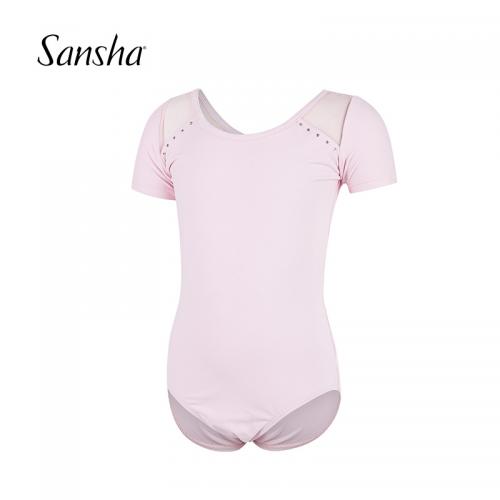 sansha法国三沙芭蕾舞儿童连体服舞蹈短袖练功服新款体服