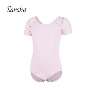 sansha法国三沙芭蕾舞儿童连体服舞蹈短袖练功服新款体服