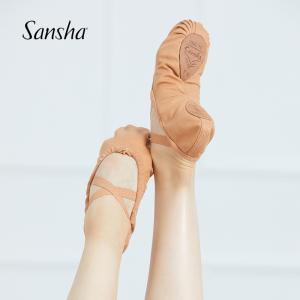 Sansha 法国三沙成人两片底芭蕾舞练功鞋帆布两底软鞋手工串底NO.1C/Pointissma