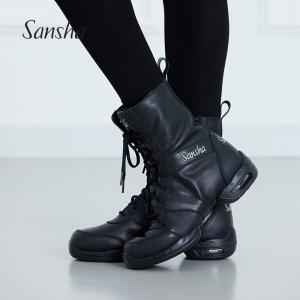 Sansha 法国三沙现代舞鞋爵士鞋牛皮短靴舞蹈靴分底