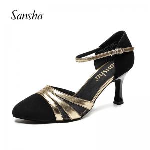 Sansha 法国三沙拉丁舞蹈鞋国标舞鞋7.5CM跟高专业恰恰舞鞋
