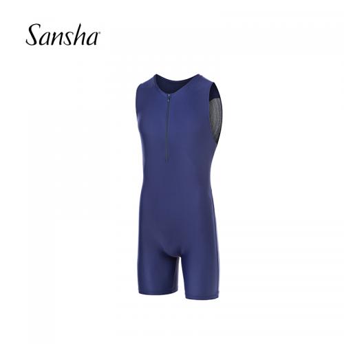 Sansha 三沙芭蕾男士背心连体服舞蹈练功演出服紧身健身裤透气