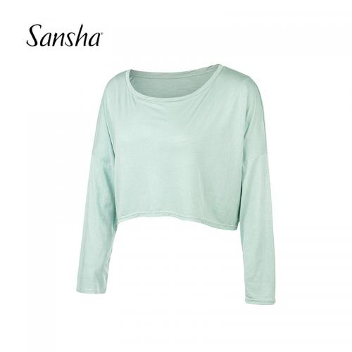 Sansha 舞蹈练功服短上衣女形体新款现代拉丁古典舞训练中袖夏季现代舞服