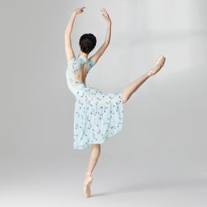 sansha 三沙芭蕾舞半身裙 弹力网不规则下摆舞蹈裙女碎花中长裙