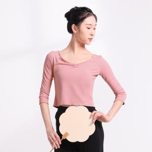 sansha 三沙七分袖现代舞服女 短款V领舞蹈上衣中国舞古典练功服