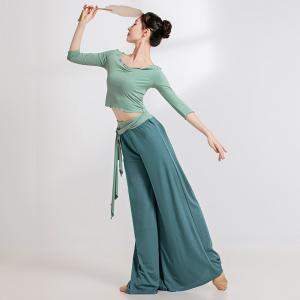 sansha 三沙现代舞服宽松阔腿长裤 中国古典舞蹈练功表演裤拖地