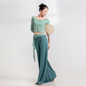 sansha 三沙现代舞服宽松阔腿长裤 中国古典舞蹈练功表演裤拖地