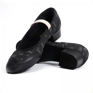 sansha 三沙舞蹈教师鞋成人女 低跟芭蕾舞蹈练功鞋提花拼接民族舞（定制7天）