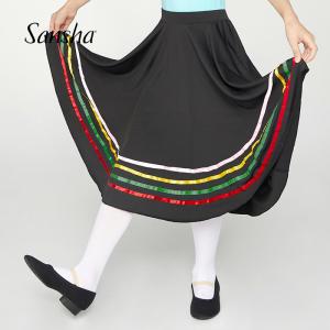 sansha 三沙儿童芭蕾民族舞北舞英皇考级裙 女黑色性格舞裙彩带裙