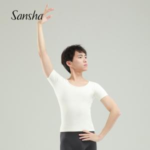 sansha 三沙男芭蕾舞服上衣少年圆领短袖舞蹈练功服艺考级训练T恤