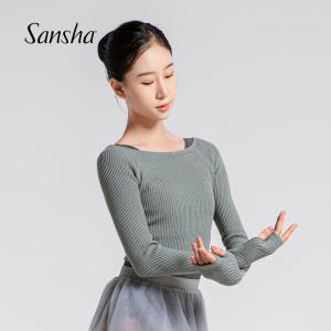 sansha 三沙舞蹈保暖上衣女 竖罗纹高弹针织服芭蕾舞秋冬练功外套