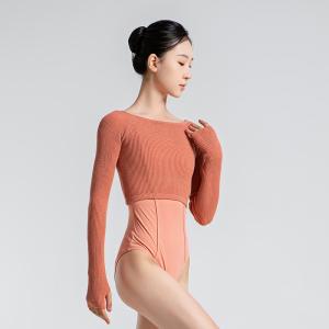 sansha 三沙舞蹈保暖上衣女 竖罗纹高弹针织服芭蕾舞秋冬练功外套