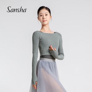 sansha 三沙舞蹈保暖上衣女 竖罗纹高弹针织服芭蕾舞秋冬练功外套