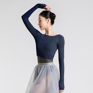 sansha 三沙舞蹈保暖上衣女 竖罗纹高弹针织服芭蕾舞秋冬练功外套