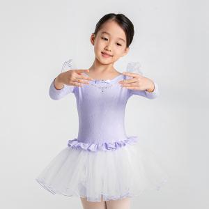 sansha 三沙舞蹈服女 儿童芭蕾舞服表演TUTU裙秋冬长袖练功连体服
