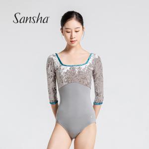 sansha 三沙芭蕾舞服女 钻石绒七分袖练功服舞蹈服表演服连体服