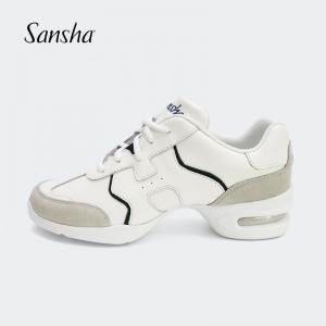 sansha 三沙现代舞鞋 柔软大底广场舞蹈鞋运动休闲牛皮跳舞小白鞋