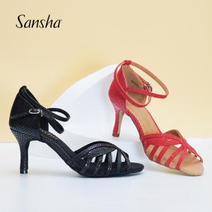 Sansha 三沙拉丁舞鞋女 7.5CM跟高国标舞鞋恰恰舞软底PU舞蹈鞋