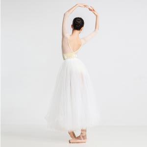 sansha 三沙舞蹈服 钻石绒网纱芭蕾舞服女七分袖练功服舞蹈连体服50BB1088