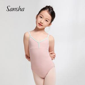 sansha 法国三沙儿童舞蹈练功服 女吊带芭蕾舞服连体服夏季撞色棉