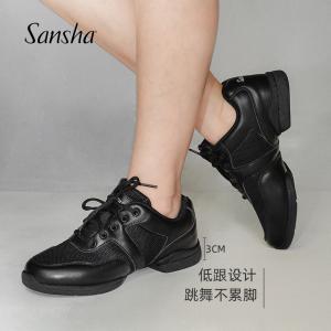 sansha 三沙现代舞鞋 两片底平跟网面运动鞋广场舞跳舞鞋休闲四季