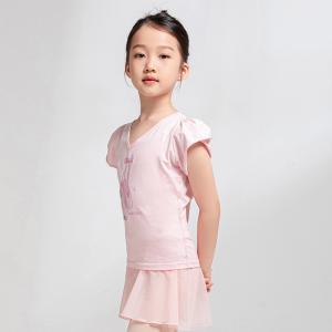 sansha 三沙儿童舞蹈上衣 女童V领冰感棉T恤 公主袖外穿练功服