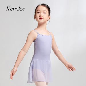 sansha 三沙儿童吊带舞蹈服女芭蕾舞练功服一件式带裙连体服训练