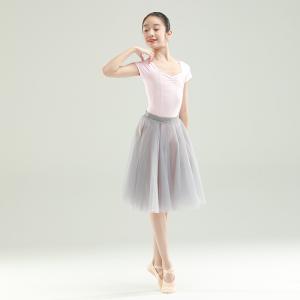 sansha 三沙少女芭蕾舞练功服 女童短袖舞蹈服高胯连体服形体服