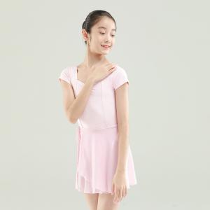 sansha 三沙少女芭蕾舞练功服 女童短袖舞蹈服高胯连体服形体服