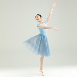 sansha 三沙少女芭蕾舞练功服 女童短袖舞蹈服高胯连体服形体服