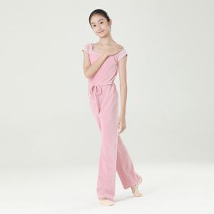 Sansha 三沙少女芭蕾舞保暖连体长裤练功吊带背心长裤竖条绒厚实