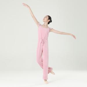 Sansha 三沙少女芭蕾舞保暖连体长裤练功吊带背心长裤竖条绒厚实