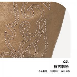 sansha 三沙舞蹈剧院靴 牛皮暗绣高筒角色靴中跟芭蕾舞表演靴子