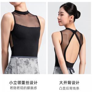 sansha 法国三沙舞蹈服成人女 舞蹈连体服弹力网纱凉爽无袖练功服
