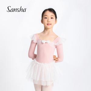 sansha 三沙儿童长袖舞蹈服女 秋冬芭蕾舞练功服蓬蓬裙连体服表演