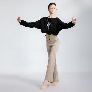 sansha 三沙舞蹈服女 现代舞练功服短款上衣蝙蝠袖芭蕾舞T恤长袖