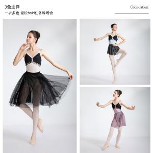 sansha三沙吊带撞色舞蹈服女 V领大背芭蕾舞练功服高胯连体服锦纶