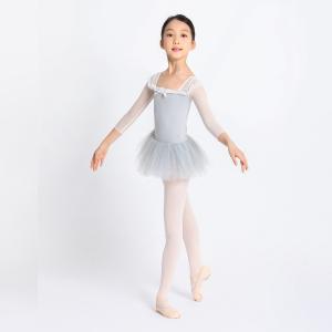 sansha三沙儿童舞蹈裙 开裆连体芭蕾舞练功蓬蓬裙网纱7分袖表演裙