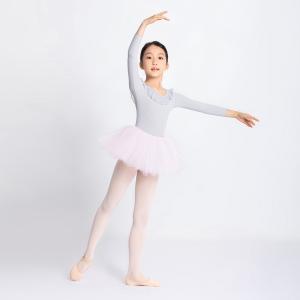 Sansha 三沙儿童长袖舞蹈服女 芭蕾舞练功服圆领开裆连体服9分袖