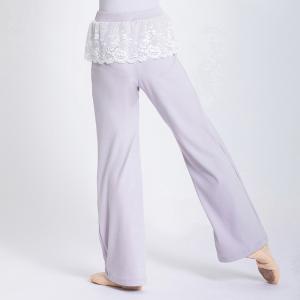 sansha 三沙儿童舞蹈裤 秋冬芭蕾舞热身练功裤叠蕾丝直筒运动裤