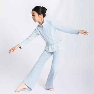 sansha 三沙儿童舞蹈裤 秋冬芭蕾舞热身练功裤叠蕾丝直筒运动裤