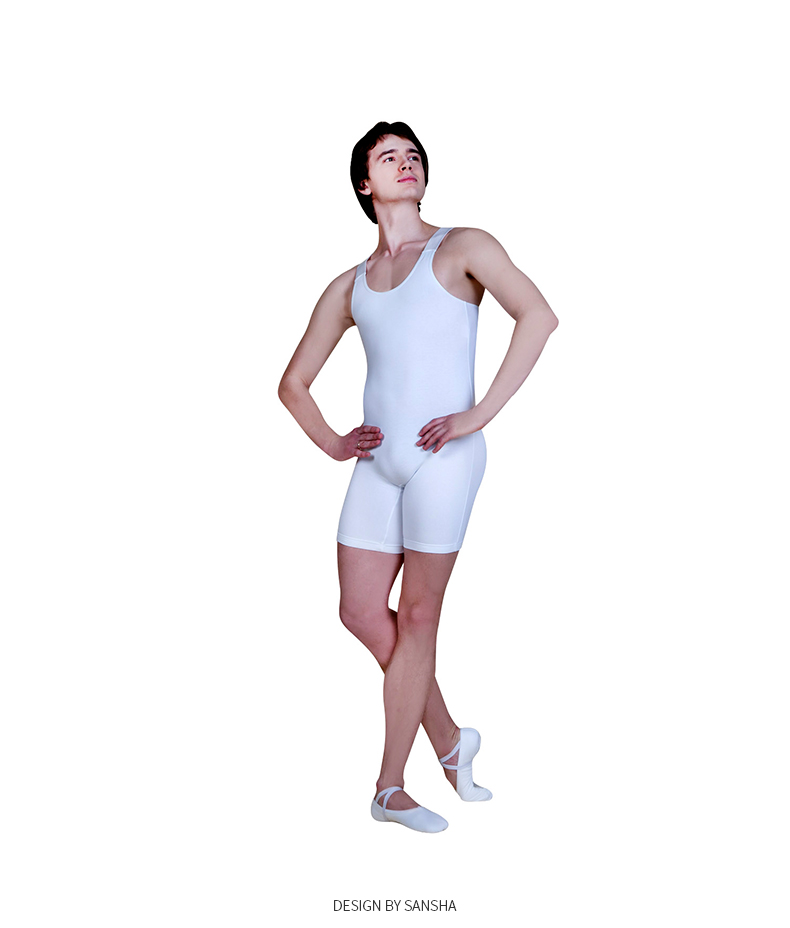 sansha法国三沙男款练功背心短裤芭蕾舞练功表演服紧身健身裤