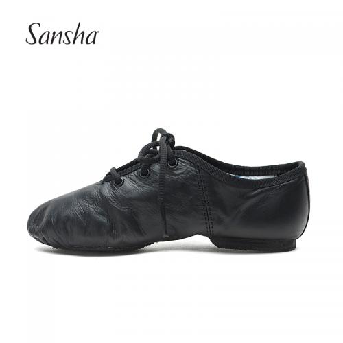 Sansha 法国三沙爵士鞋 皮制儿童软底现代舞鞋系带瑜伽鞋舞蹈鞋