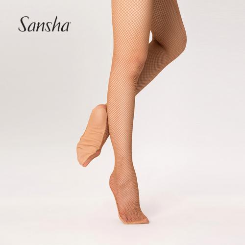 Sansha 法国三沙女士专业拉丁舞网袜连裤袜女拉丁舞袜焦糖色硬网