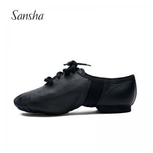 Sansha 法国三沙低帮爵士舞蹈鞋软底带跟练功鞋考级鞋牛皮底