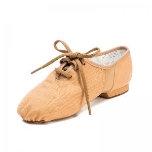 Sansha 法国三沙爵士舞鞋帆布舞蹈鞋软底矮帮系带现代舞鞋皮底