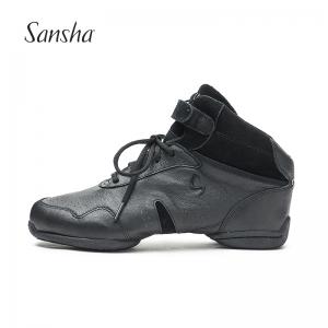 Sansha 法国三沙现代舞鞋皮面运动舞蹈鞋两片底透气成人广场舞鞋
