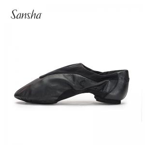 Sansha 法国三沙成人爵士舞鞋皮面现代舞鞋低帮舞蹈练功鞋
