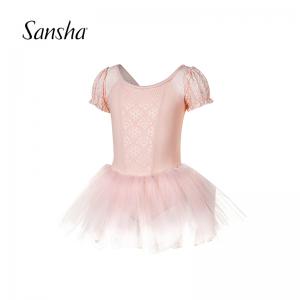 Sansha 法国三沙儿童芭蕾舞蹈服TUTU裙网纱练功裙泡泡袖演出服
